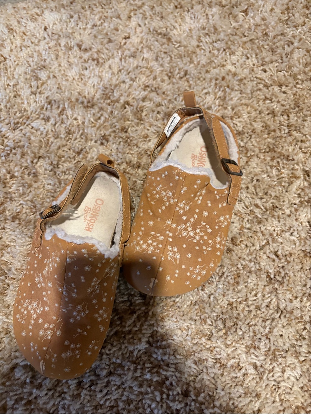 OshKosh B'gosh Tan Floral Slip-On Moccasins